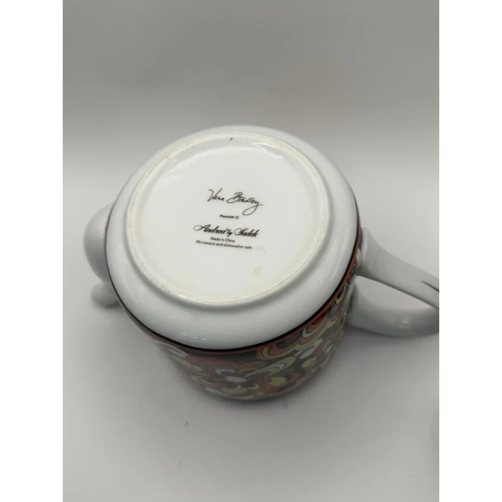 Retired Vera Bradley Puccini Teapot Brown Yellow Retro Floral‎ Groovy Pot